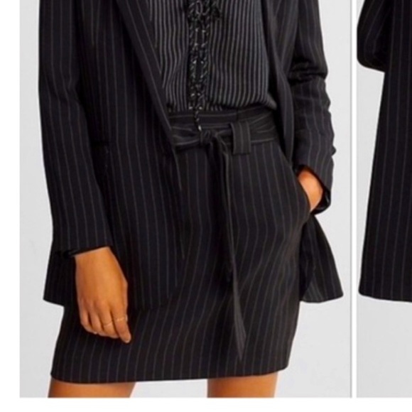Express Womens Striped Skirt Belted Mini Business Work Casual Black Size 00 - Picture 1 of 1